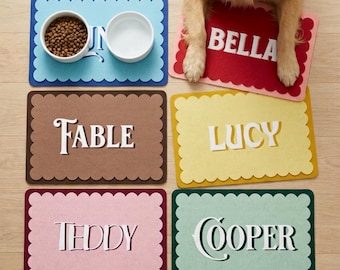 Personalized Pet Food Mat Customized Dog Feed Station Retro Cat Lovers Gift Non Slip Pet Placemat With Name