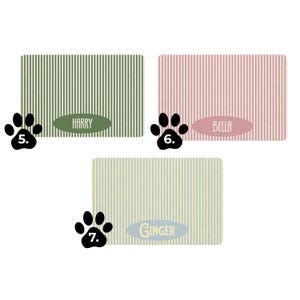 Striped Pet Food Mat Personalized Dog Feed Station New Pet Owner Gifts Cat Lovers Customized Neutral Non Slip Pet Placemat Name Two Tone image 5