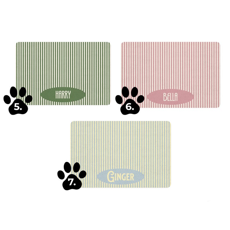 Striped Pet Food Mat Personalized Dog Feed Station New Pet Owner Gifts Cat Lovers Customized Neutral Non Slip Pet Placemat Name Two Tone image 5