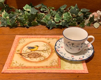 Quilted Mug Rug - The Birds and the Bees - Snack Mat