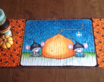 Halloween/Thanksgiving Quilted Table Runner - Reversible Holiday Table Topper