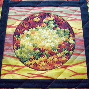 Quilted Fall Table Runner Wall Hanging Table Topper image 3