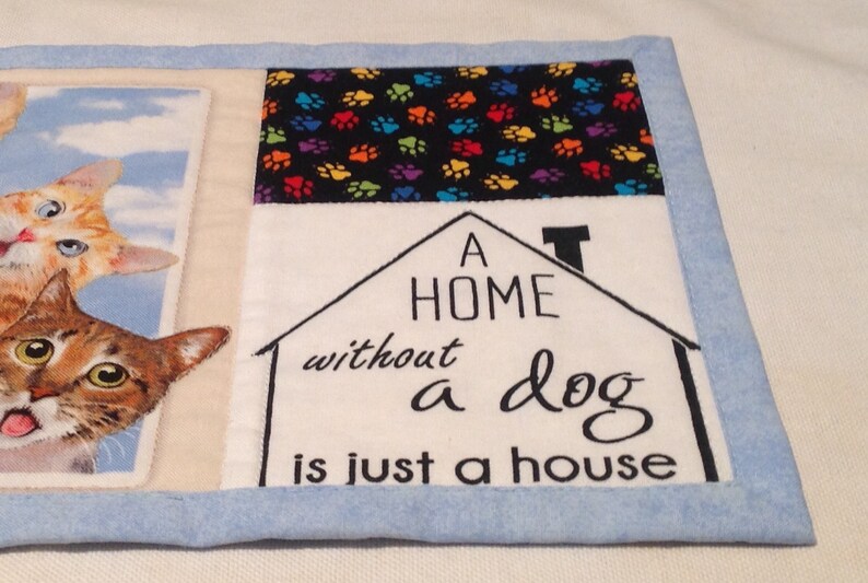 Quilted Mug Rug Smiling Dogs and Cats Snack Mat Quiltsy Etsy