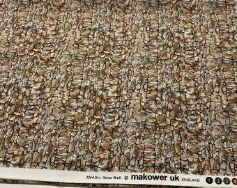 Stone Wall Fabric - Makower UK England - Gray and Brown