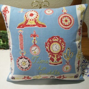 Pillow Cover - Clock Design - Vintage Fabric - Hand Embroidered bild 2