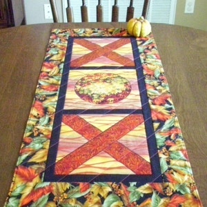 Quilted Fall Table Runner Wall Hanging Table Topper image 2