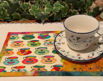 Quilted Mug Rug-Snack Mat-Tea Cups-Candle Mat