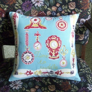 Pillow Cover - Clock Design - Vintage Fabric - Hand Embroidered bild 3