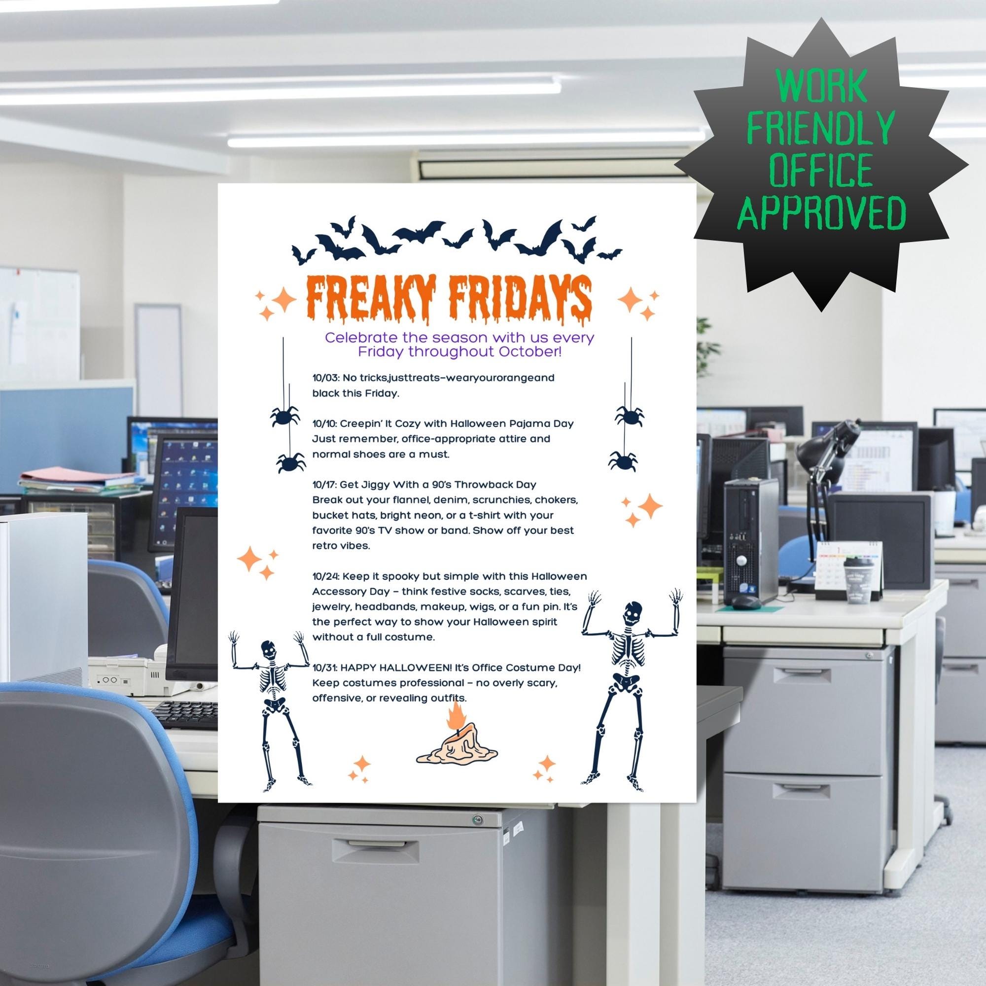 Editable Halloween Office Flyer: Fun Freaky Fridays Canva Template (digital  Download) - Etsy, image size:2000x2000