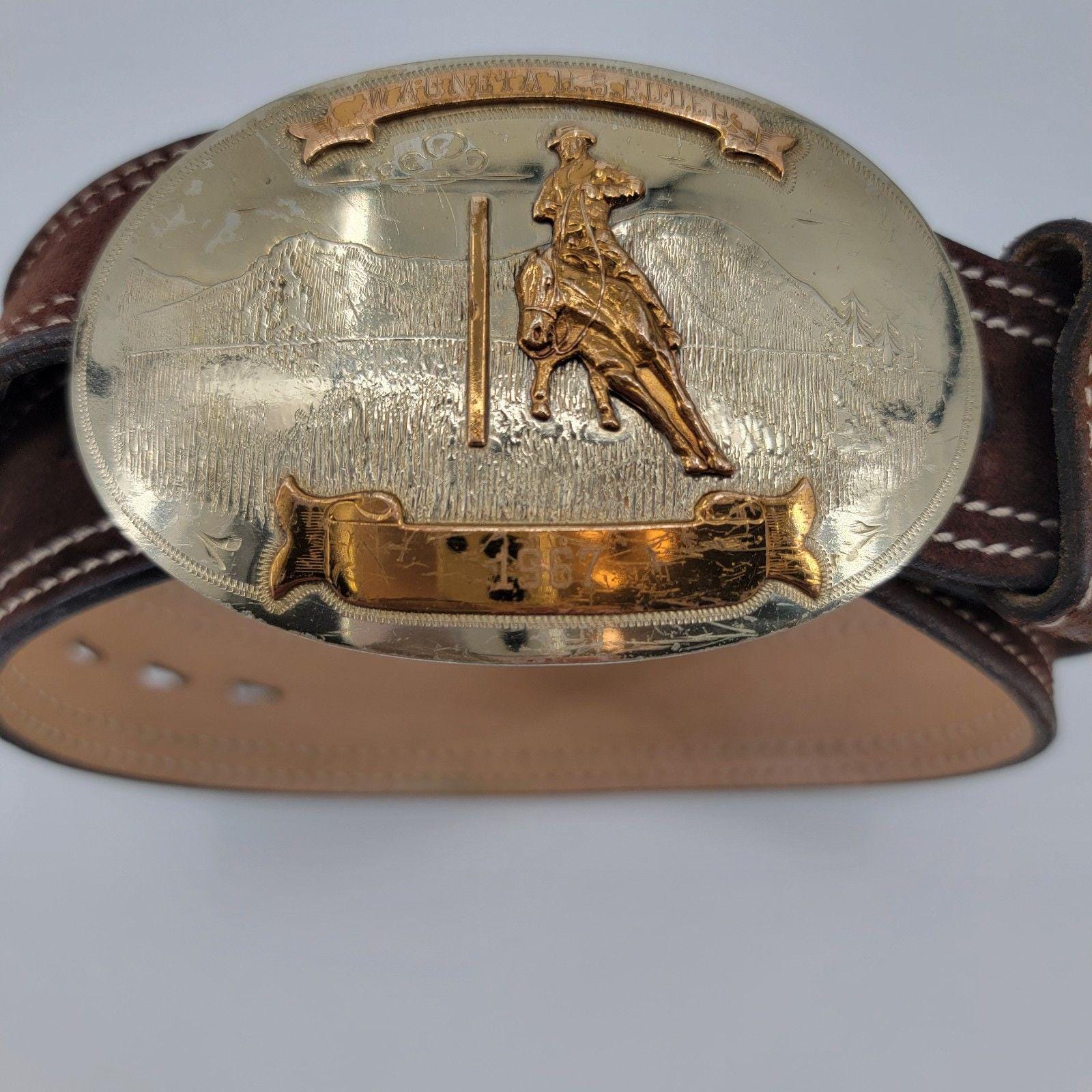 1967 Gatesville Sliver and Gold Rodeo Buckle Great Ca 1967 Rodeo Buckle in German Silver by Irvine & Jachens main image 4