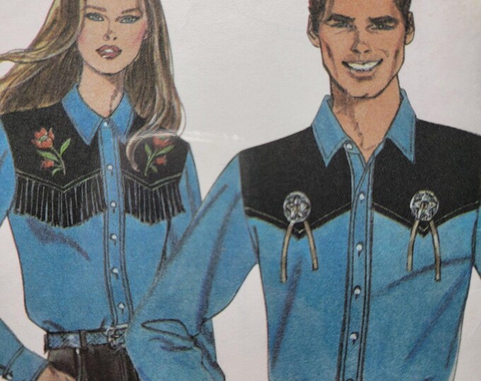 Simplicity 9539 Western Shirt Pattern Mens Womens Matching Cowboy Rodeo ...