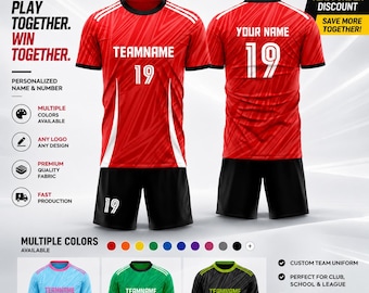 Custom Soccer Jersey Personalized Team Name Number Logo, Soccer Uniform for Men Women Youth Kids, Custom Football Shirt, Team Jersey Gift