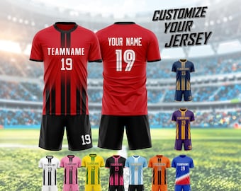 Custom Soccer Jersey for Adult Kid Team Uniform, Personalized Jersey with Team Name Number Logo, Black and White Soccer Sublimation Jersey