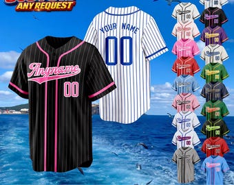 Custom Pinstripe Baseball Jersey with Personalized Team Name Number,Custom Embroidered Stripe Team Jersey,Baseball Couple Jersey and Gifts