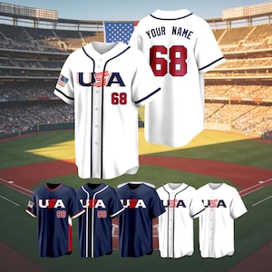 Custom Baseball Jersey Personalized Team Name Number USA Baseball Uniform Team shirt for Men Women Youth Kids Fan Apparel