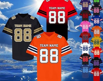 Camiseta de fútbol personalizada con nombre y número del equipo bordados. Uniforme personalizado. Regalo ideal para aficionados, hombres, mujeres y jóvenes.