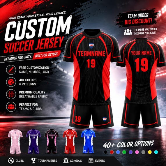 Custom Soccer Jersey for Adult Kid Team Uniform, Personalized Jersey with Team Name Number Logo, Black and White Soccer Sublimation Jersey
