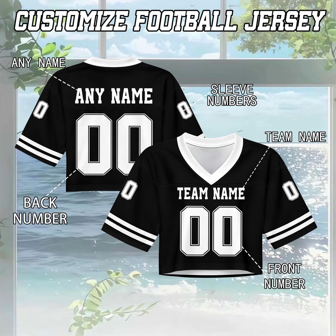 Custom Crop Football Jersey for Women Girls Kids Youth | Personalized ...