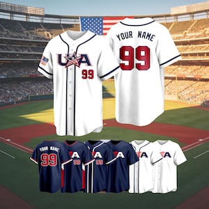 Benutzerdefinierte USA Baseball Jersey Personalisierte Team Name Nummer Softball Uniform Team Shirt für Männer Frauen Jugend Kinder Fan Bekleidung