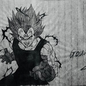 Pinturas originales de Goku SUMI-E japonesas pintadas a mano, arte de escritorio mínimo en blanco y negro