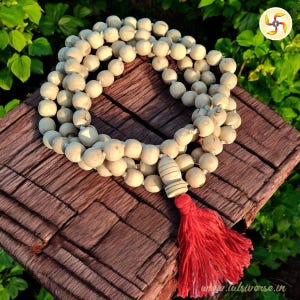 Tulsi Japa Mala Necklace - 6,8,10 & 14mm, 108+1 Beads Tulasi Jap Mala - hand knotted holy basil Chanting Beads from Vrindavan Kanthi Mala