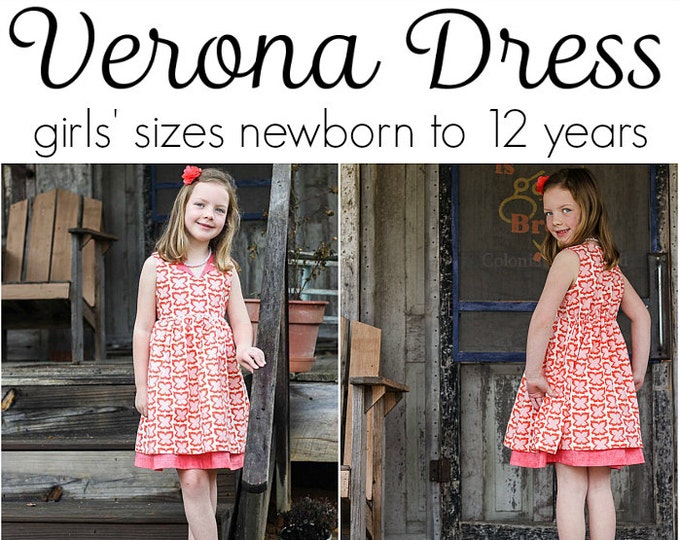 PDF Sewing Pattern, Dress, Baby, Children, Girls, Verona Dress, Print at home
