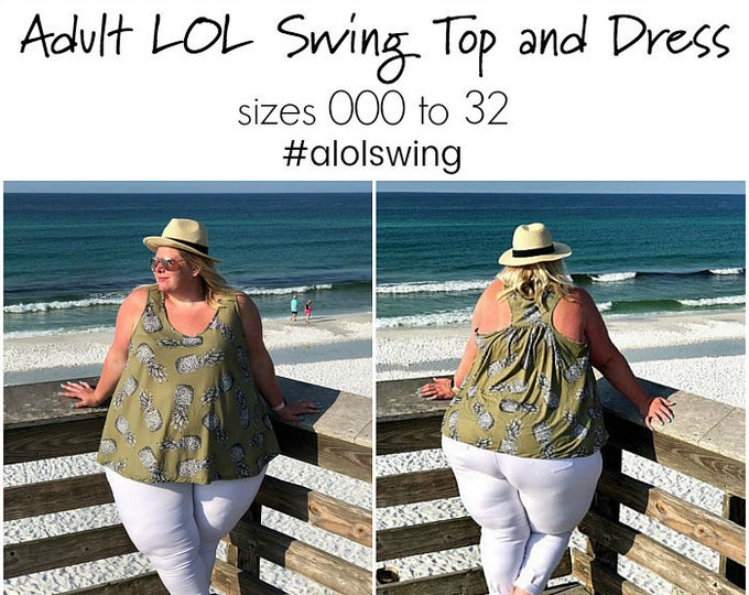 PDF Sewing Pattern, Top, Dress, Adult, Women, Curvy, Plus, Adult LOL Swing Top and Dress, Print at home, A0, Projection