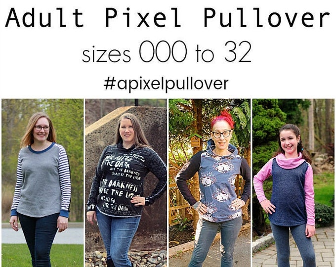 PDF Sewing Pattern, Sweatshirt, Jumper, Adult, Women, Curvy, Pixel Pullover, Print at home, A0, Projection