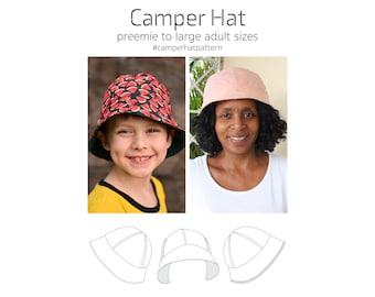 Camper Hat, PDF Sewing Pattern, Sun Hat PDF, Reversible Hat Pattern, Children Sewing, Adult Sewing, Print at Home PDF, Projection Sewing