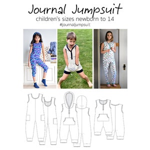 Journal Jumpsuit, PDF Sewing Pattern, Jumpsuit Pattern, Romper Pattern, Children Sewing, Print at Home PDF, A0 PDF, Projection Sewing