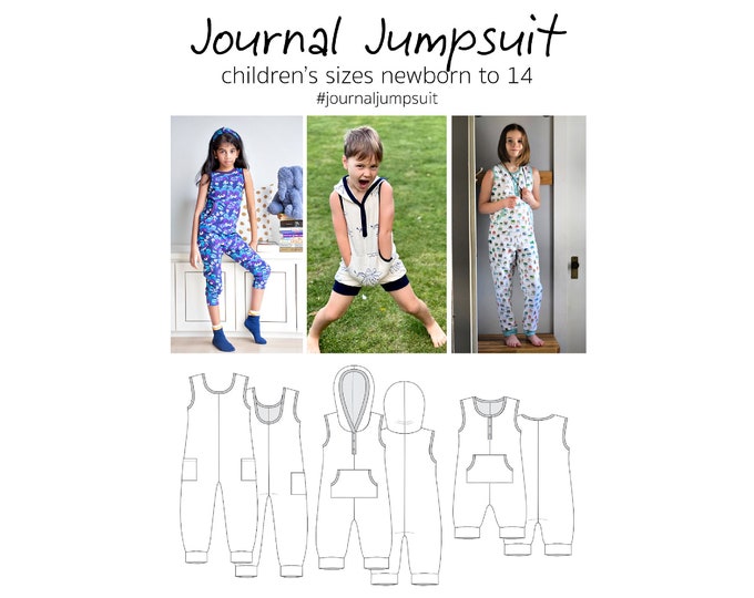Journal Jumpsuit, PDF Sewing Pattern, Jumpsuit Pattern, Romper Pattern, Children Sewing, Print at Home PDF, A0 PDF, Projection Sewing