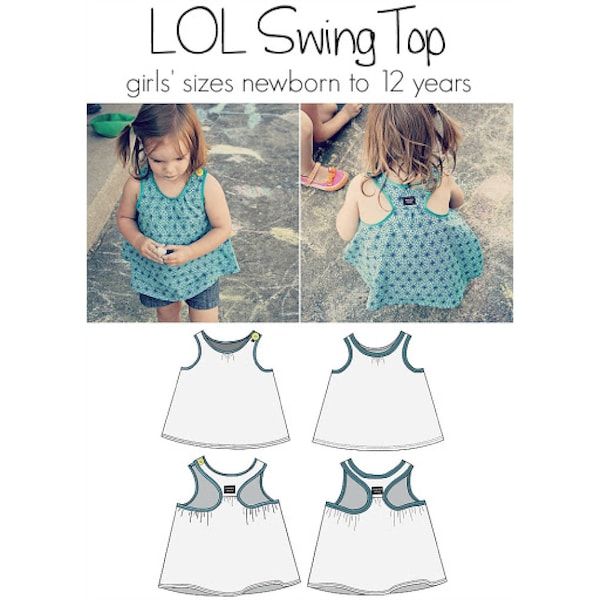 LOL Swing Top, PDF Sewing Pattern, Swing Top Pattern, Summer Shirt Sewing, Baby Sew, Children Sewing, Print at Home PDF, A0, Projection Sew