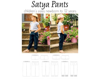 Satya Pants, PDF Sewing Pattern, Pants Pattern, Woven Joggers Pattern, Children Sewing, Unisex Sewing, Print at Home PDF, A0, Projection Sew