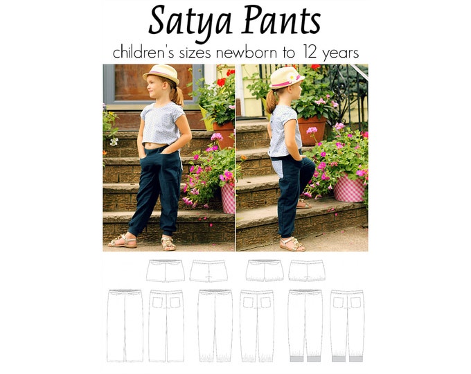 Satya Pants, PDF Sewing Pattern, Pants Pattern, Woven Joggers Pattern, Children Sewing, Unisex Sewing, Print at Home PDF, A0, Projection Sew