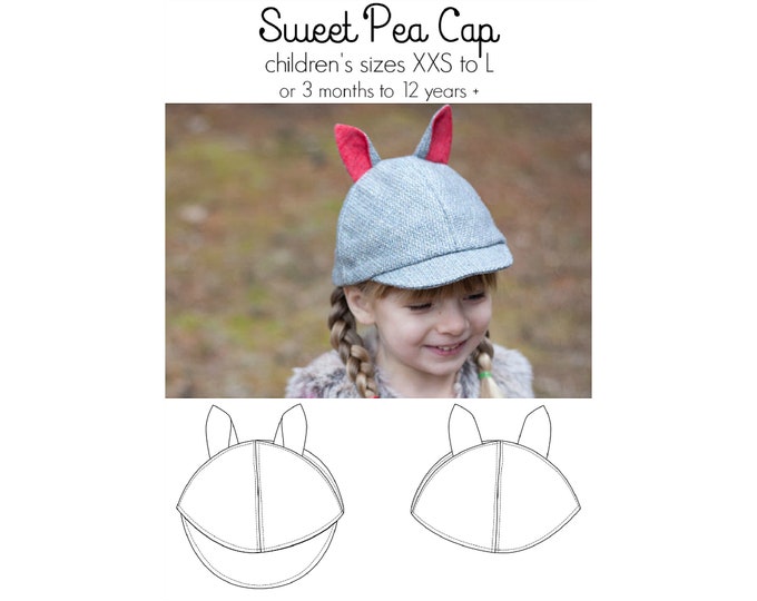 Sweet Pea Cap, PDF Sewing Pattern, Hat Pattern, Cap Pattern, Baby Sewing, Children Sewing, Girl Sewing, Unisex Pattern, Print at Home PDF