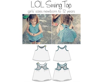 LOL Swing Top, Paper Sewing Pattern, Top Pattern, Summer Top PDF, Trapeze Top Pattern, Children Sewing, Girl Sewing, Printed Sewing Booklet