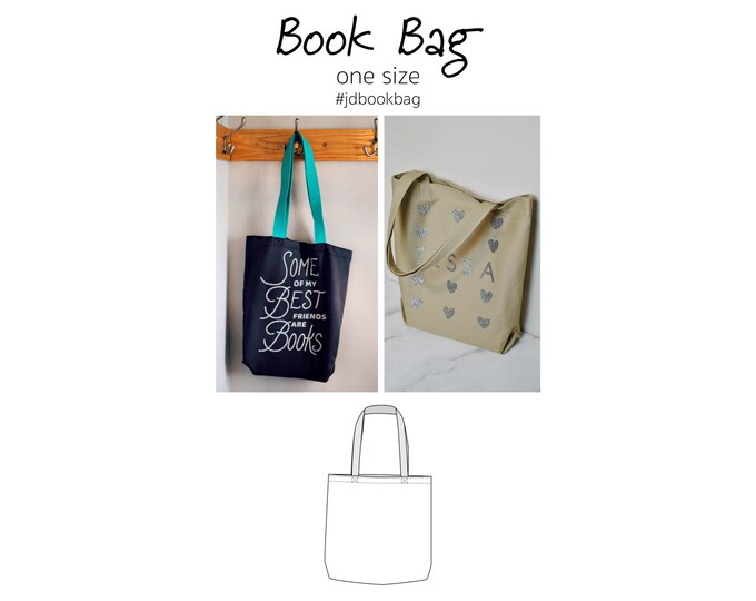 Book Bag, PDF Sewing Pattern, Bag Pattern, Bookbag PDF, School Bag Pattern, Teacher Gift Sew, Quick Sew, Easy Pattern, Print at Home PDF