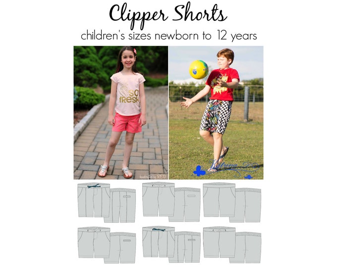 Clipper Shorts, PDF Sewing Pattern, Shorts Pattern, Bermuda Shorts Sew, School Uniform Sewing, Children Sewing, Print at Home PDF