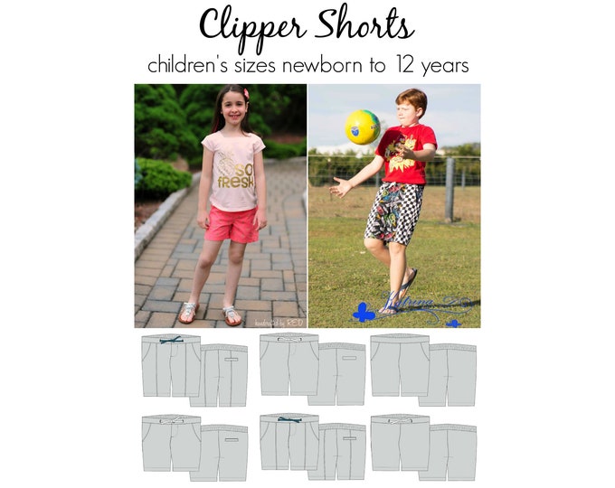 Clipper Shorts, PDF Sewing Pattern, Shorts Pattern, Bermuda Shorts Sew, School Uniform Sewing, Children Sewing, Print at Home PDF