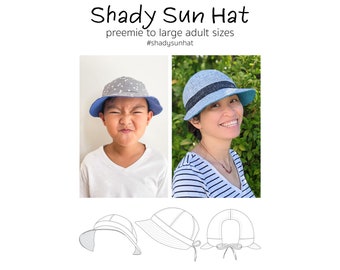 Shady Sun Hat, PDF Sewing Pattern, Hat Pattern, Sunhat Pattern, Children Sewing, Adult Sewing, Print at Home PDF, Projection Sewing
