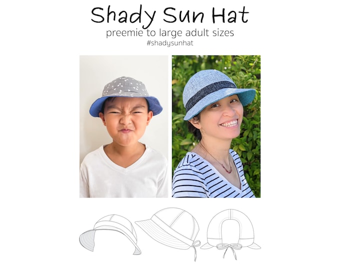 Shady Sun Hat, PDF Sewing Pattern, Hat Pattern, Sunhat Pattern, Children Sewing, Adult Sewing, Print at Home PDF, Projection Sewing