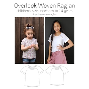 Overlook Raglan, PDF Sewing Pattern, Raglan Shirt Pattern, Woven Casual PDF, Children Sewing, Unisex PDF, Print at home, A0, Projection Sew