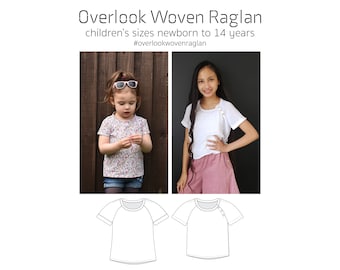 Overlook Raglan, PDF Sewing Pattern, Raglan Shirt Pattern, Woven Casual PDF, Children Sewing, Unisex PDF, Print at home, A0, Projection Sew