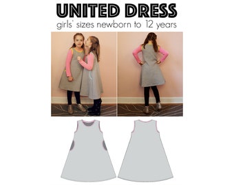 United Dress, PDF Sewing Pattern, Dress Pattern, A-line Dress Pattern, Jumper Pattern, Children Sewing, Girls Sewing, Print at Home PDF
