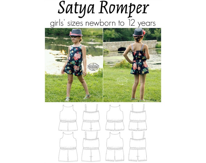 Satya Romper, PDF Sewing Pattern, Romper Pattern, Summer Romper PDF, Sewing for Baby, Children's Pattern, Print at Home PDF, A0, Projection