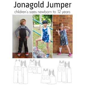 Jonagold Jumper, Patrón de costura PDF, Jumper Mono Shortalls Overoles Costura, Costura para niños, Imprimir en casa PDF, Archivo A0, Coser por proyección
