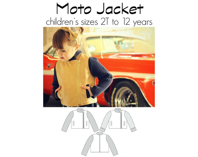 Moto Jacket, PDF Sewing Pattern, Toddler Pattern, Children Sewing, Refashion Pattern, Unisex Pattern, Leather Jacket Pattern, Print at Home