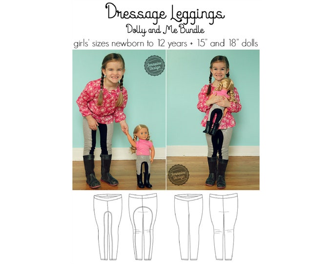 Dressage Leggings, PDF Sewing Pattern, Equestrian Style Sew, Riding Leggings PDF, Children Sew, Doll Sew, Pattern Bundle, Print at Home PDF