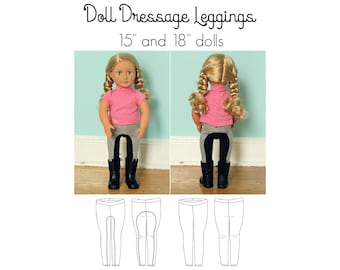 Doll Dressage Leggings, PDF Sewing Pattern, Doll Leggings Pattern, 15 Inch Doll Sew, 18 Inch Doll Sew, Doll Sewing, Print at Home PDF