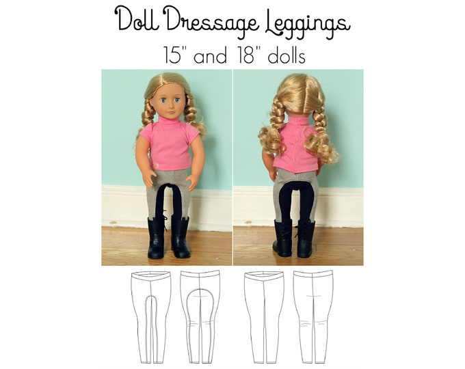 Doll Dressage Leggings, PDF Sewing Pattern, Doll Leggings Pattern, 15 Inch Doll Sew, 18 Inch Doll Sew, Doll Sewing, Print at Home PDF